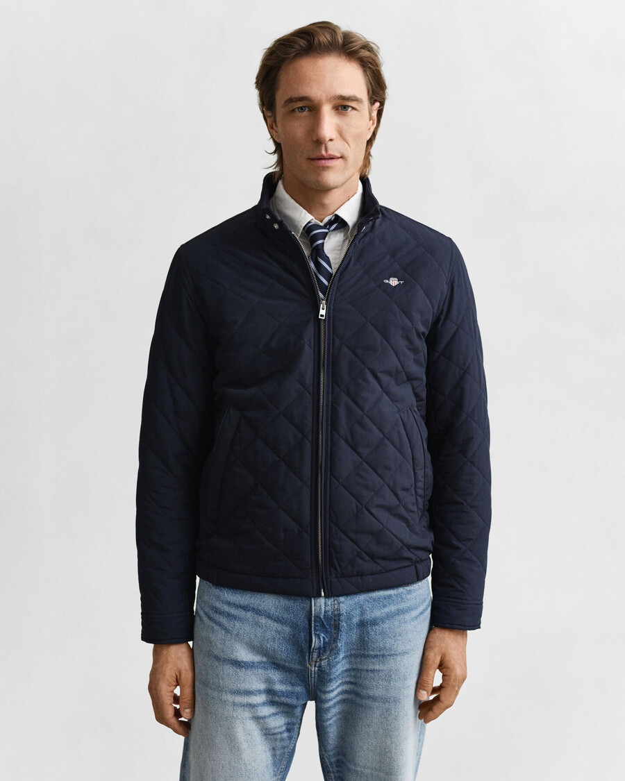 chaqueta cortavientos acolchada - azul noche