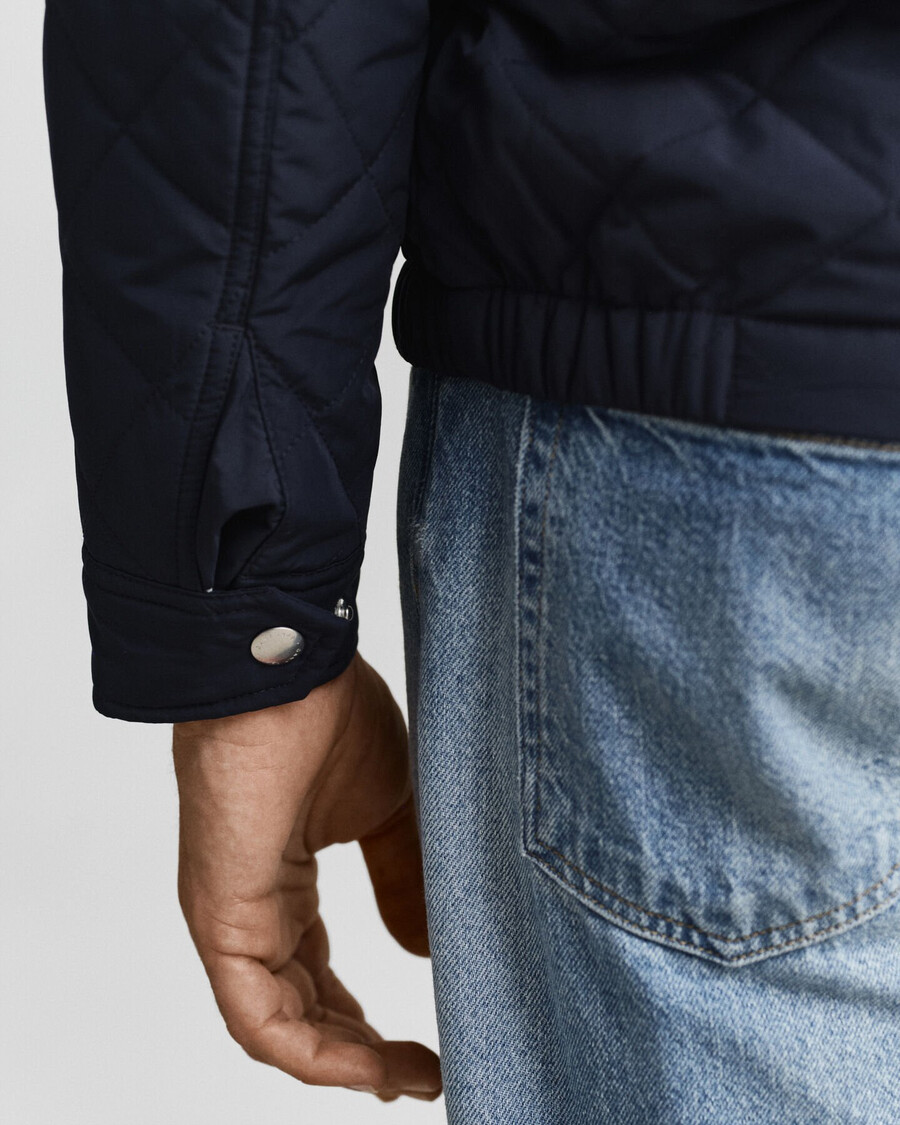 chaqueta cortavientos acolchada - azul noche