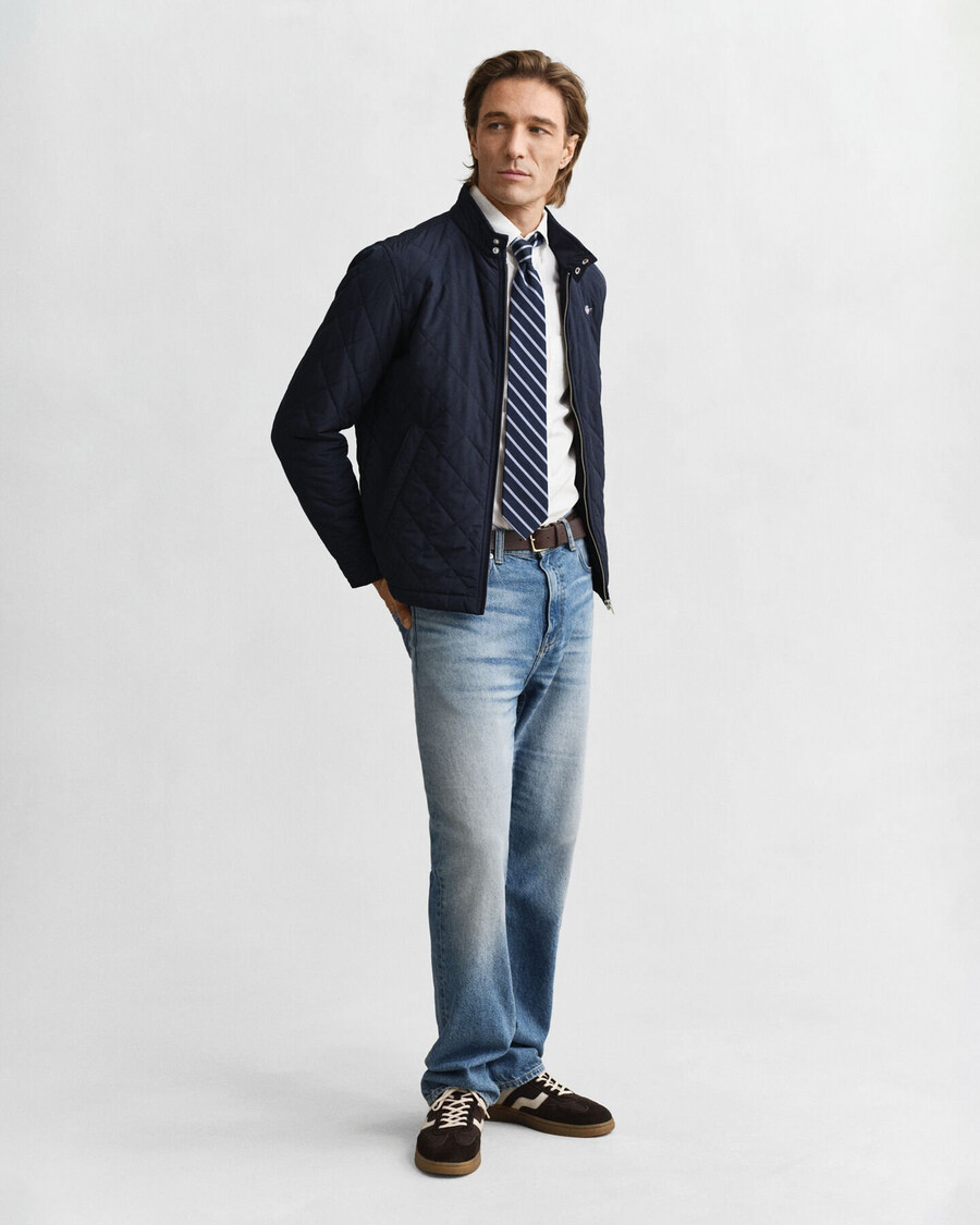 chaqueta cortavientos acolchada - azul noche