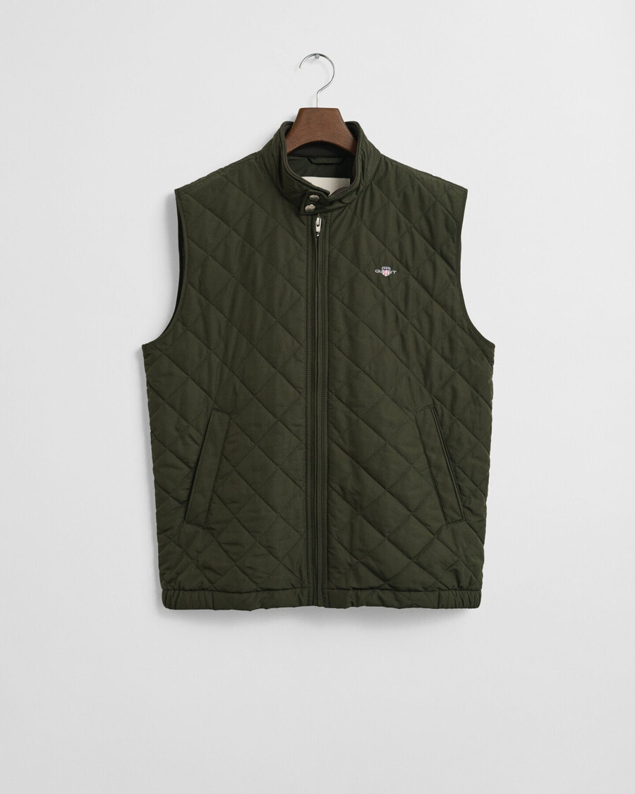 chaleco cortavientos acolchado - verde musgo oscuro