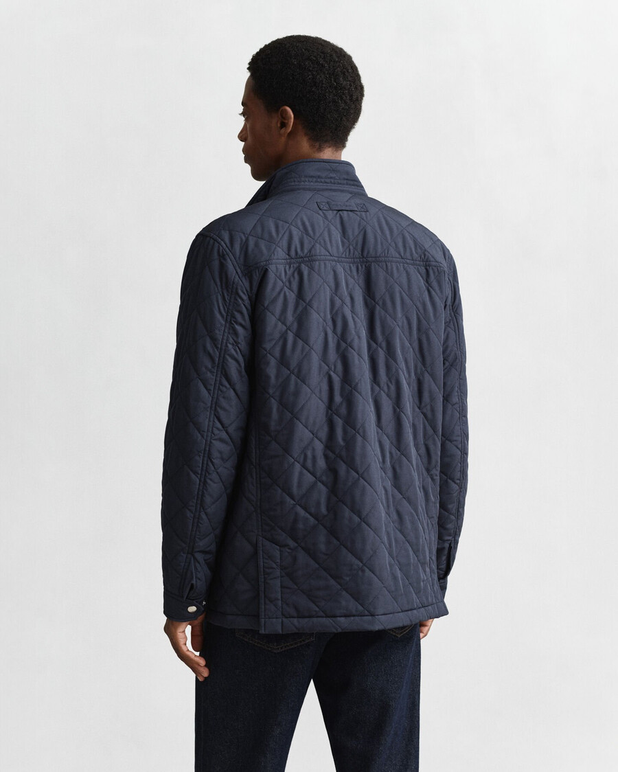chaqueta cortavientos acolchada de longitud media - azul noche