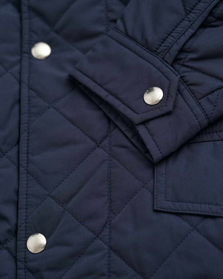 chaqueta cortavientos acolchada de longitud media - azul noche