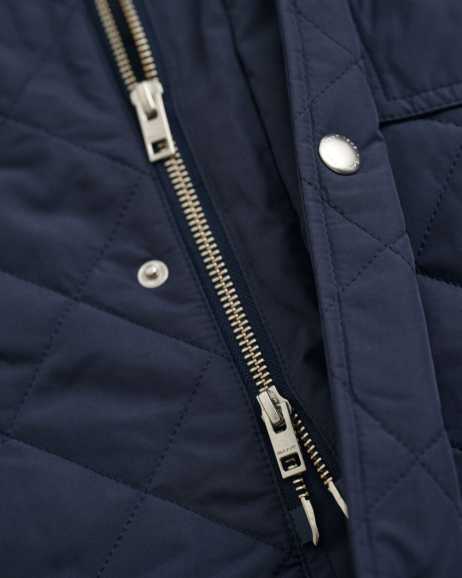 chaqueta cortavientos acolchada de longitud media - azul noche