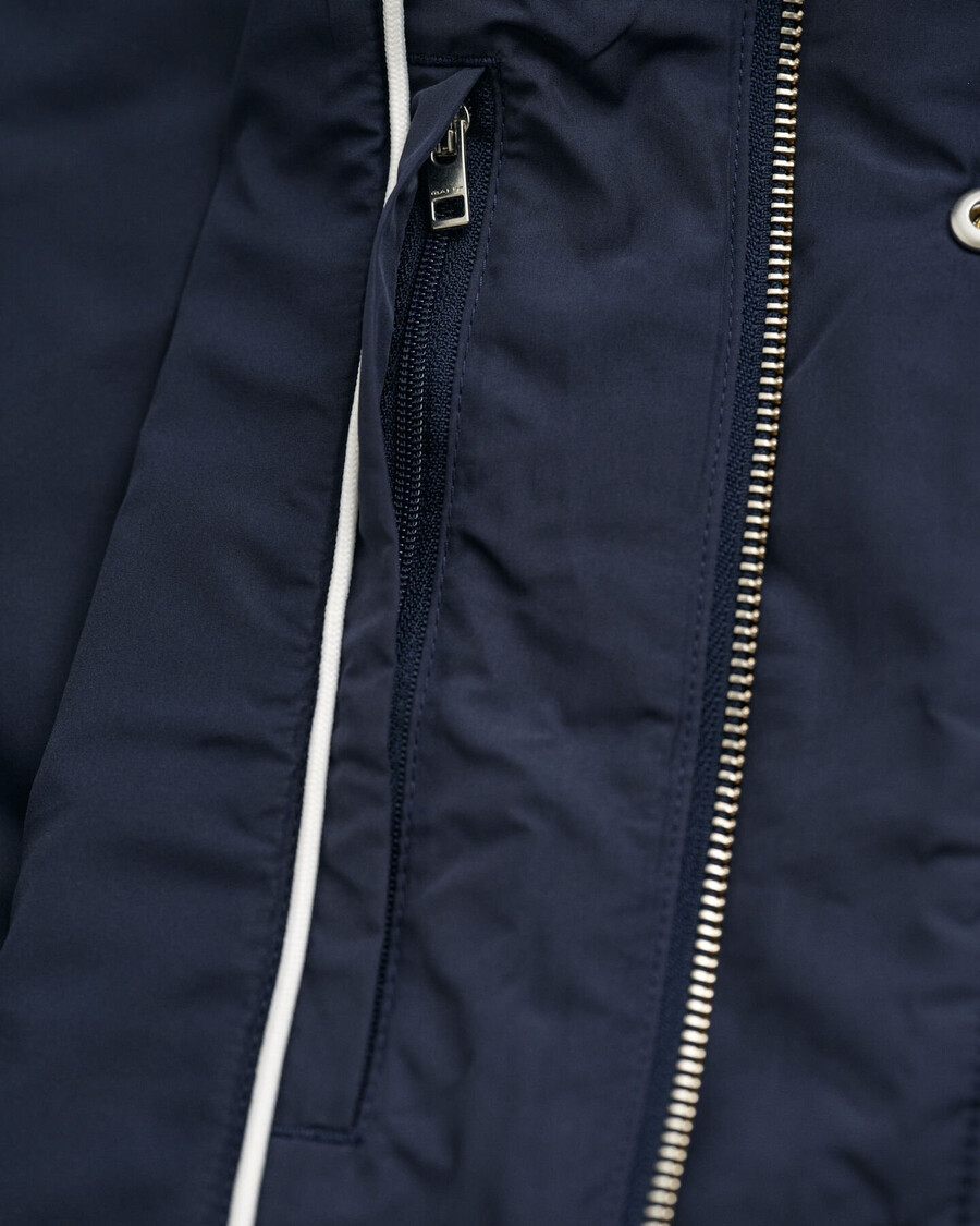 chaqueta cortavientos acolchada de longitud media - azul noche