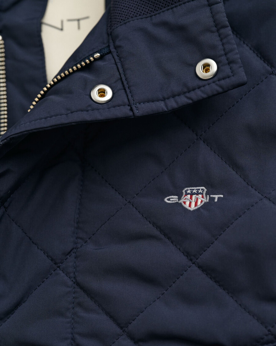 chaqueta cortavientos acolchada de longitud media - azul noche