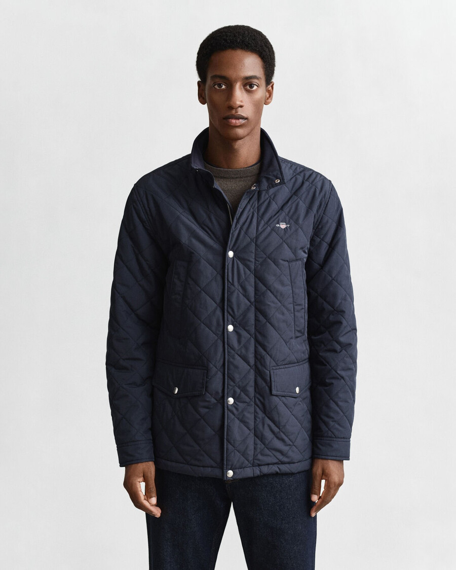 chaqueta cortavientos acolchada de longitud media - azul noche