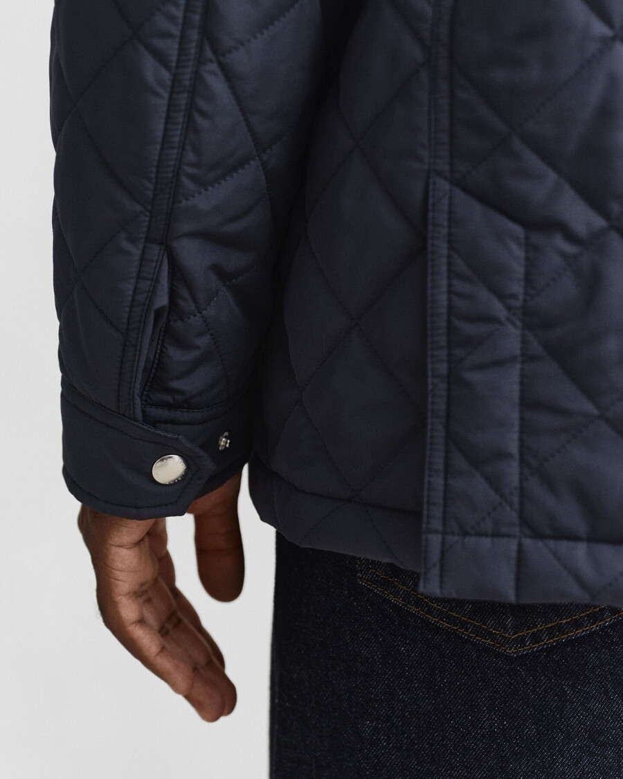 chaqueta cortavientos acolchada de longitud media - azul noche