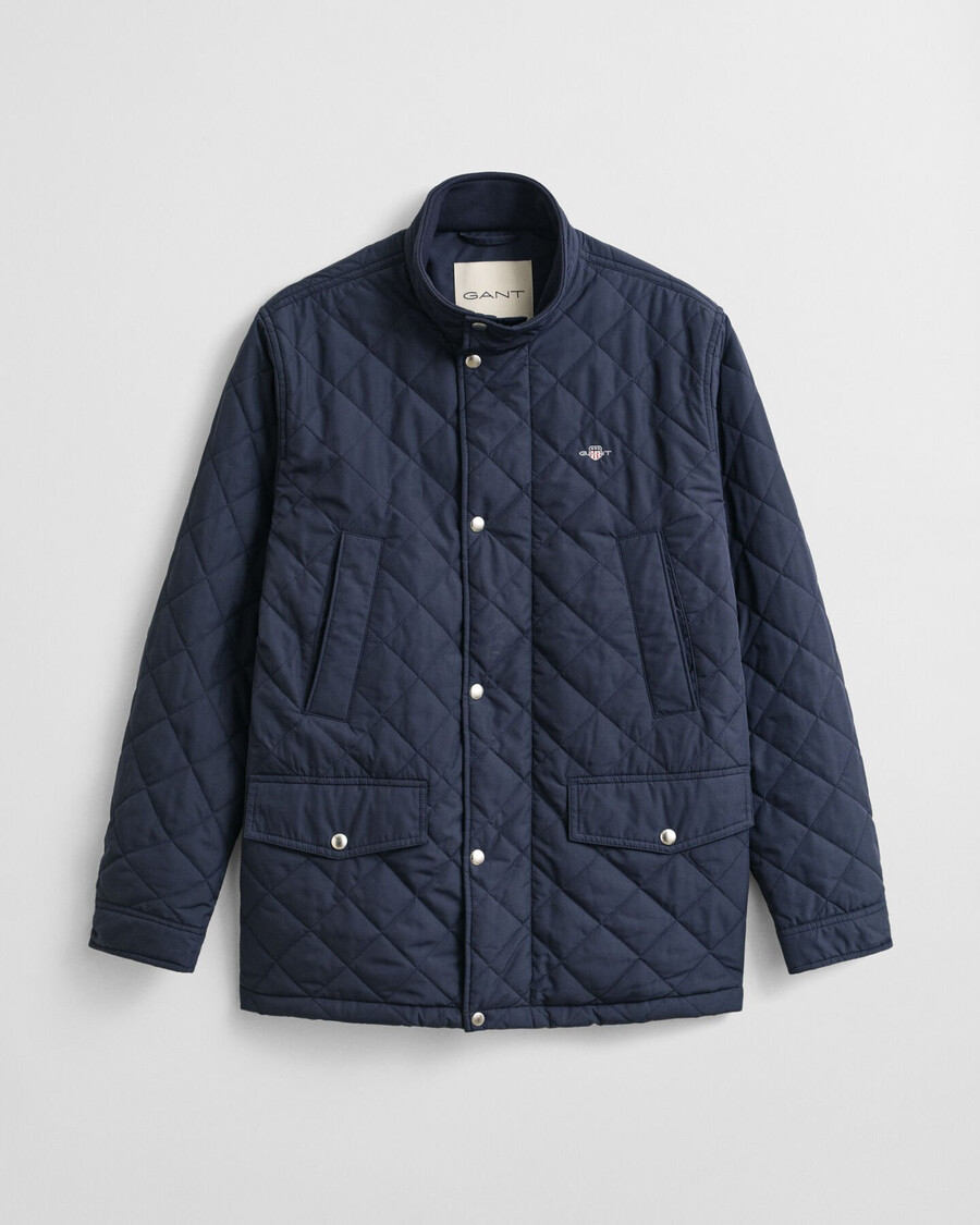 chaqueta cortavientos acolchada de longitud media - azul noche