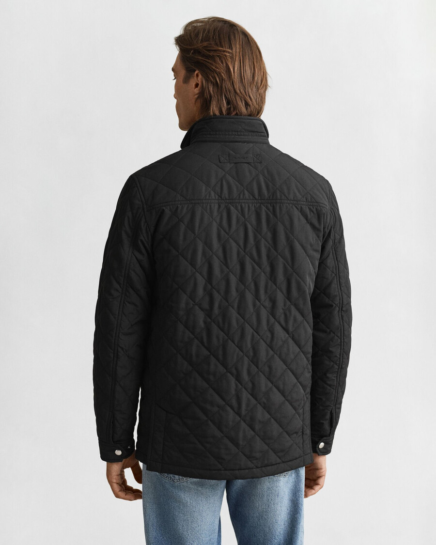 chaqueta cortavientos acolchada de longitud media - negra
