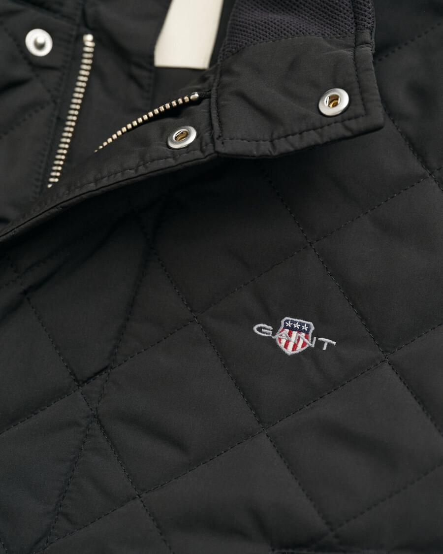 chaqueta cortavientos acolchada de longitud media - negra