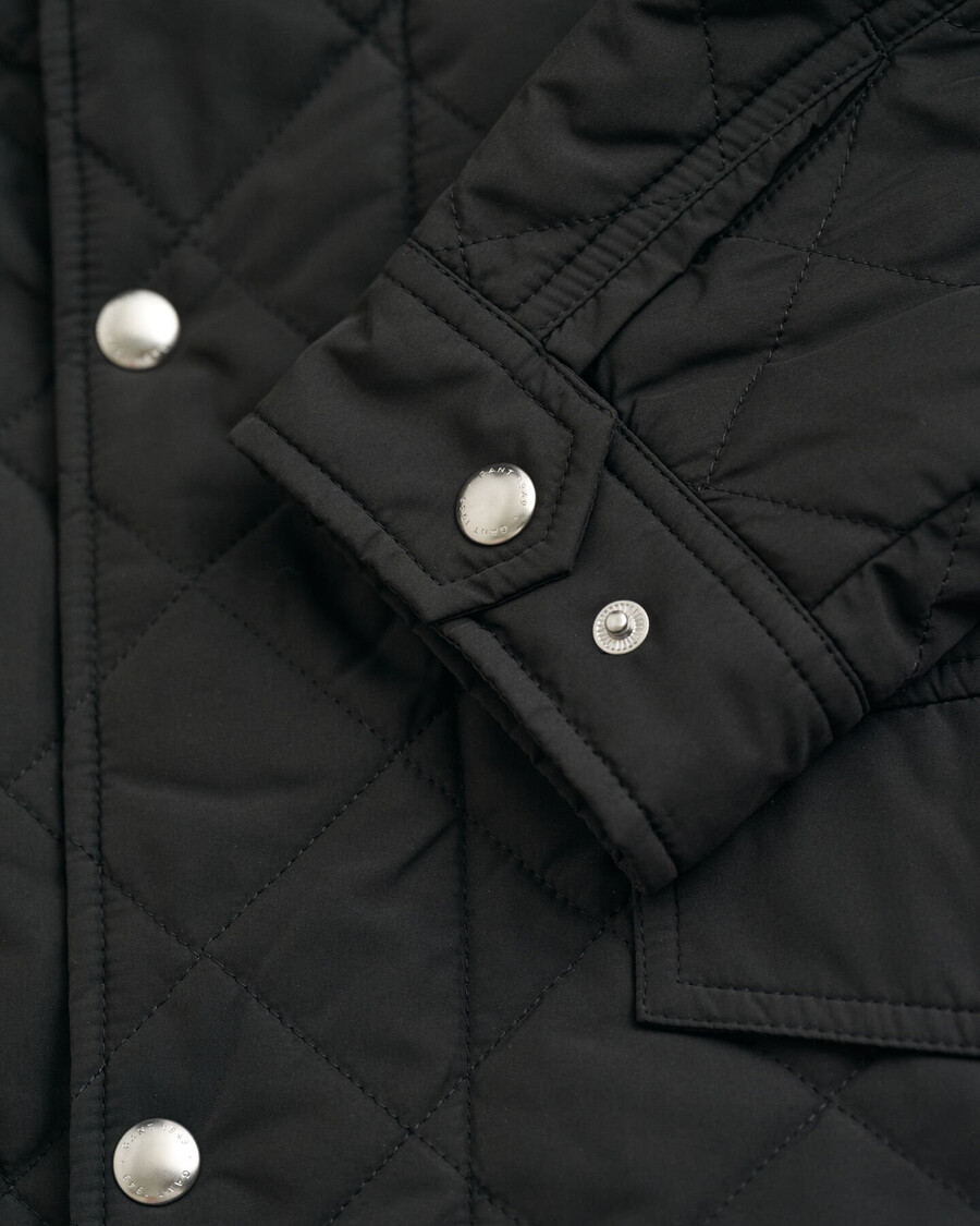 chaqueta cortavientos acolchada de longitud media - negra