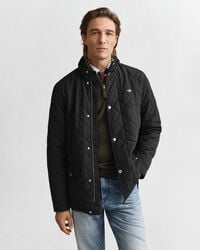 chaqueta cortavientos acolchada de longitud media - negra