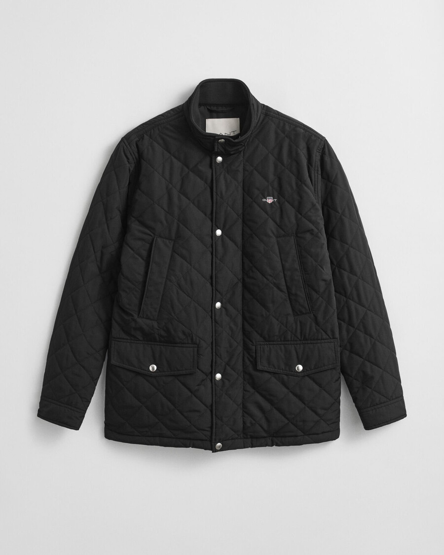 chaqueta cortavientos acolchada de longitud media - negra