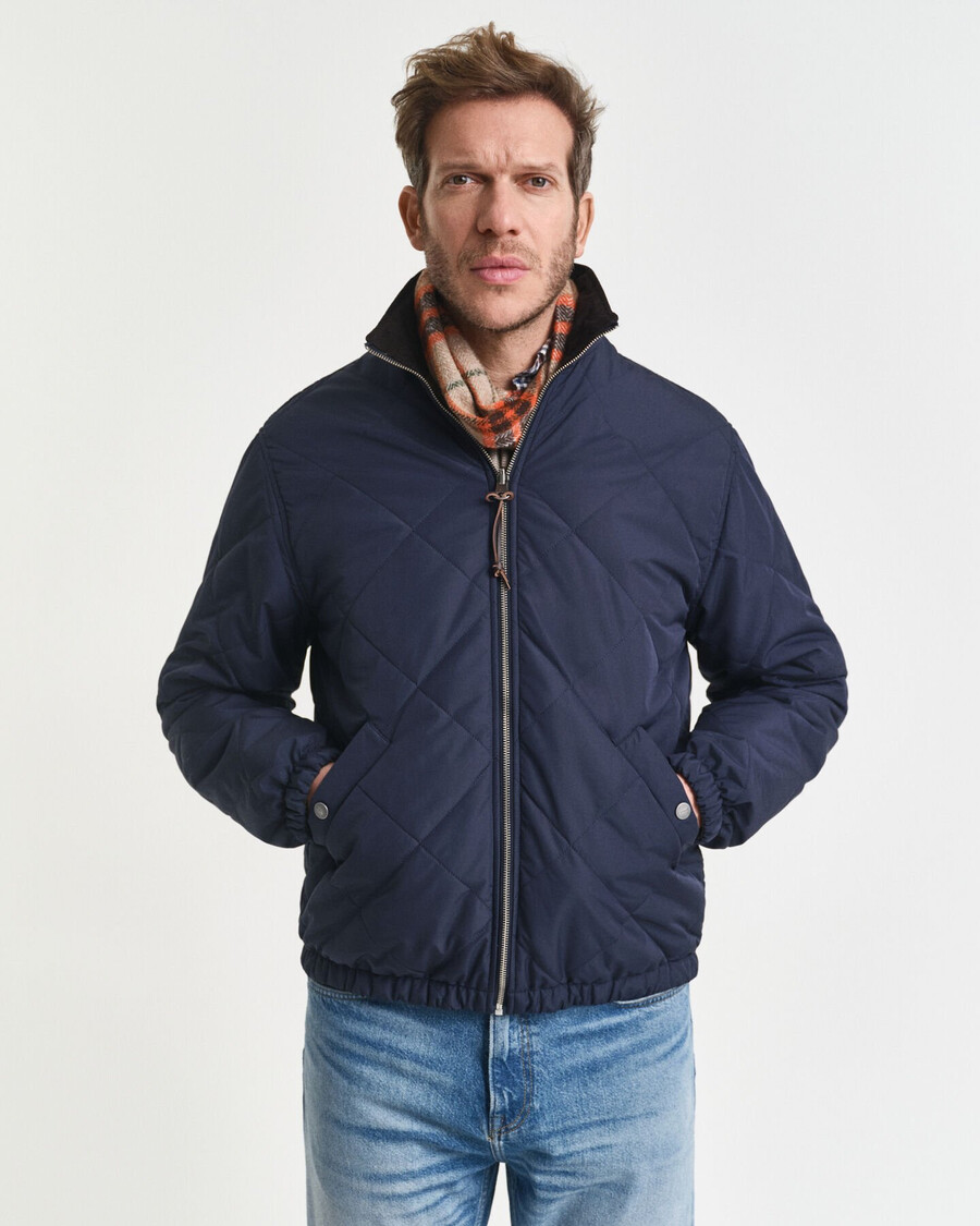chaqueta reversible de cuello alto - azul noche