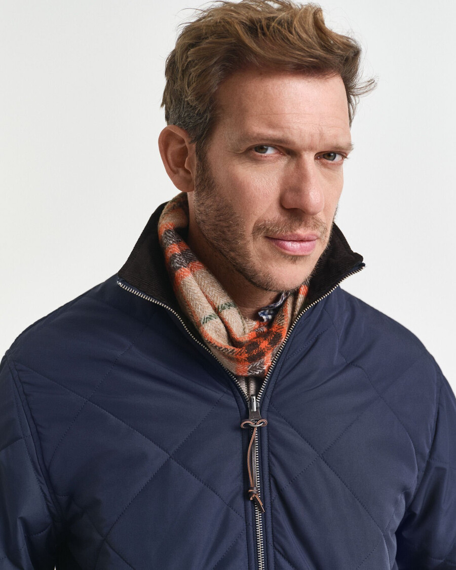 chaqueta reversible de cuello alto - azul noche