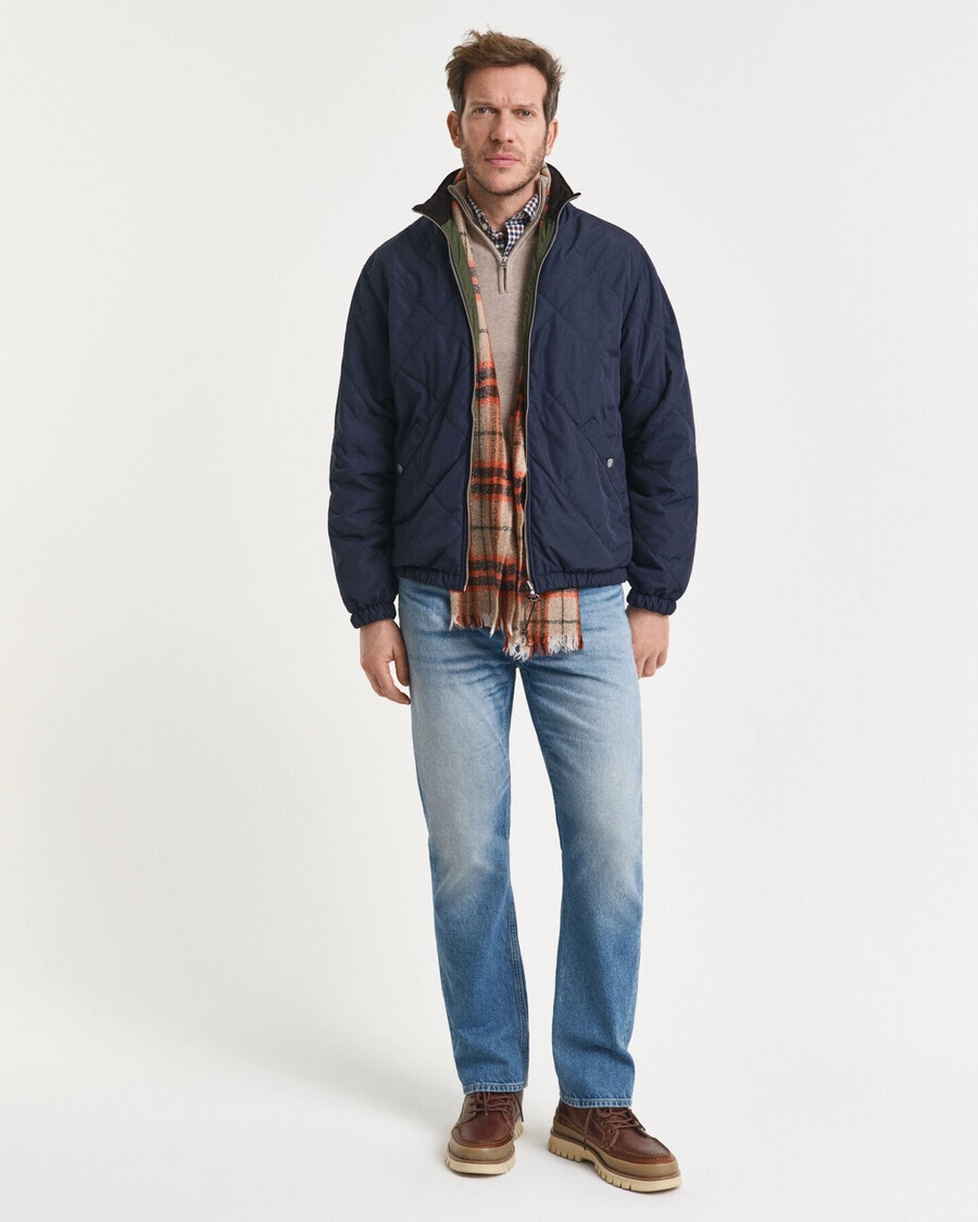 chaqueta reversible de cuello alto - azul noche