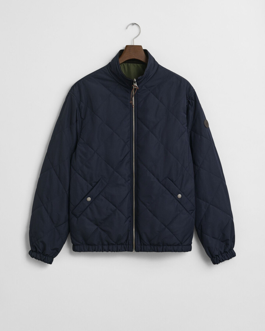 chaqueta reversible de cuello alto - azul noche