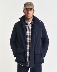 chaqueta doble de largo medio - azul noche