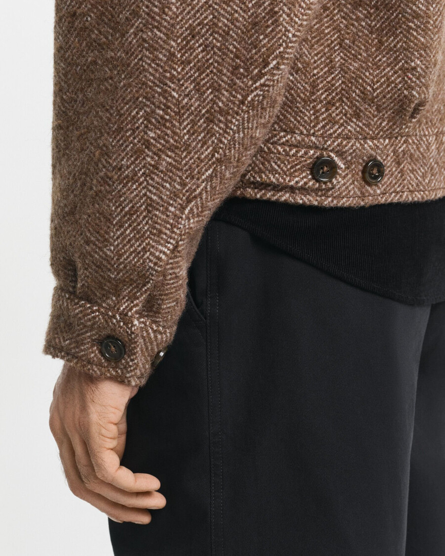 chaqueta harrington de lana - caqui cálido