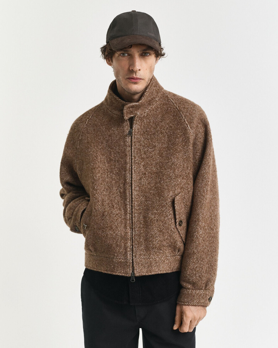 chaqueta harrington de lana - caqui cálido