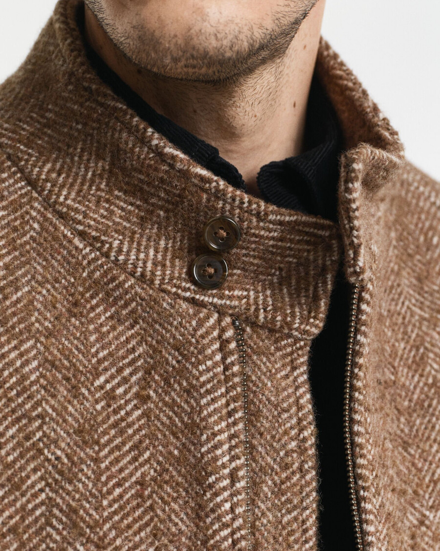 chaqueta harrington de lana - caqui cálido