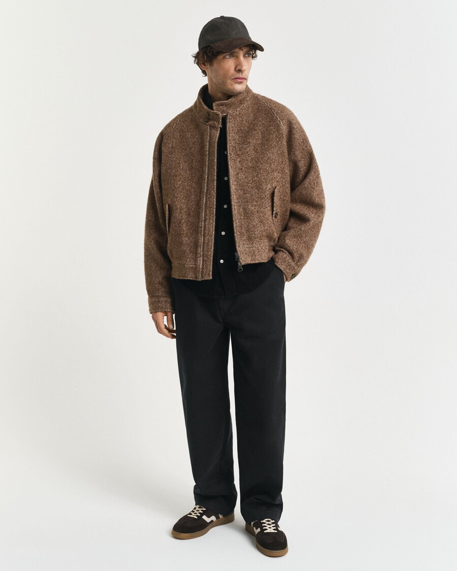 chaqueta harrington de lana - caqui cálido