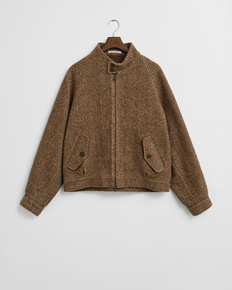 chaqueta harrington de lana - caqui cálido