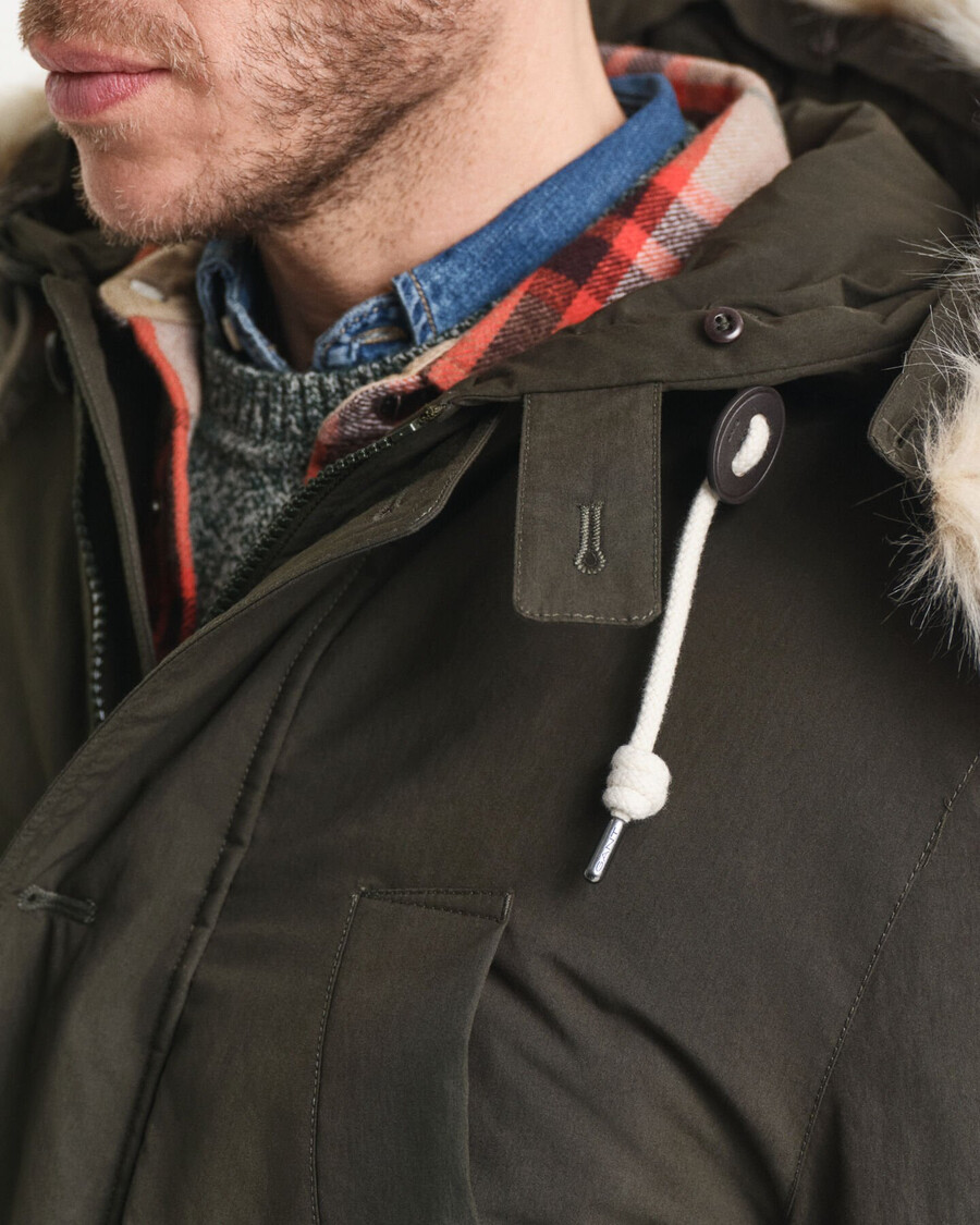 parka acolchada - verde musgo oscuro