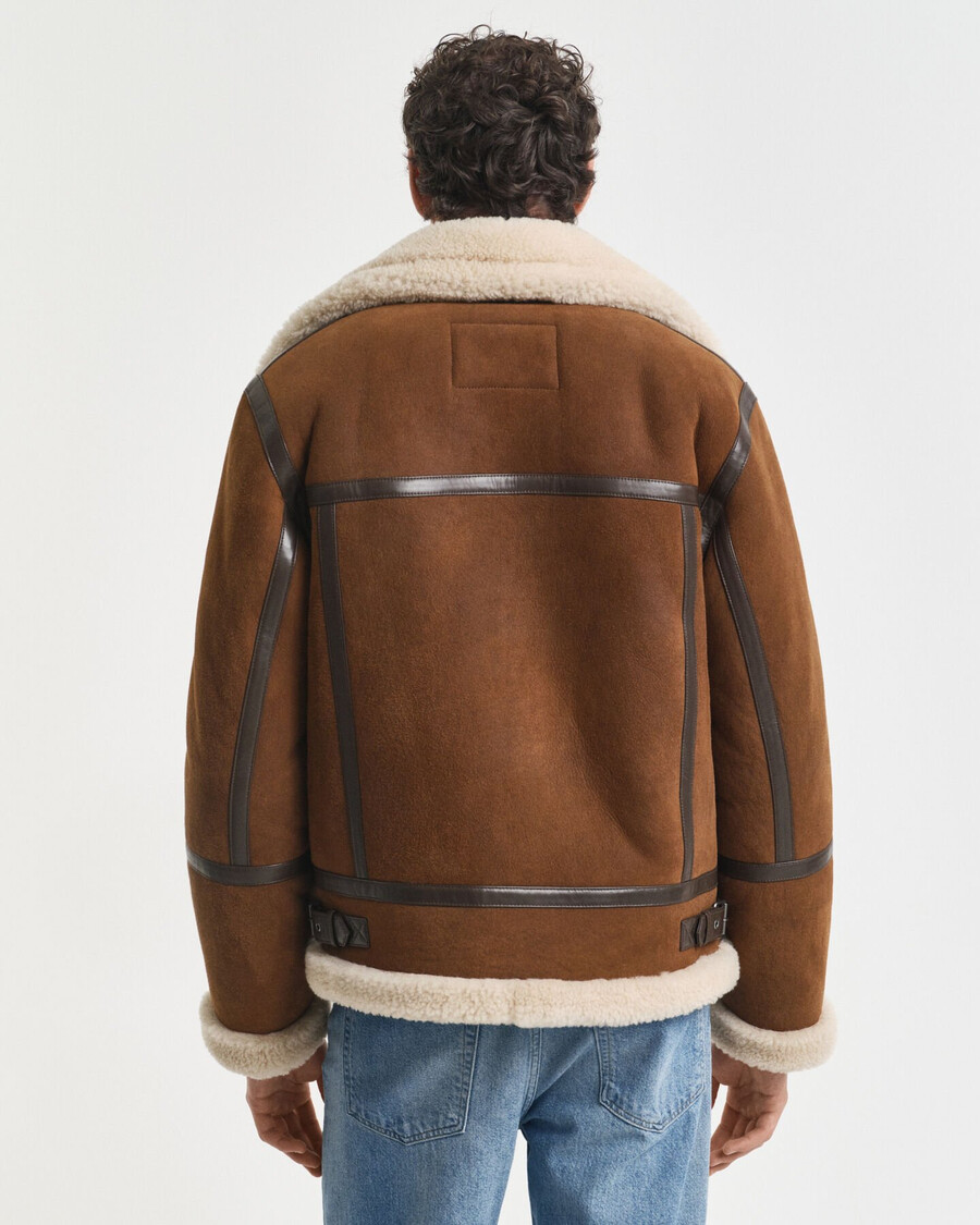 chaqueta de piel de oveja - marrón caoba