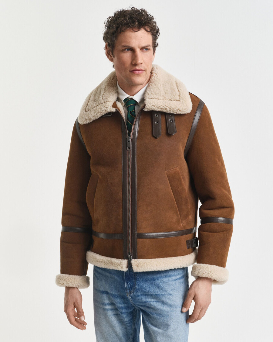 chaqueta de piel de oveja - marrón caoba