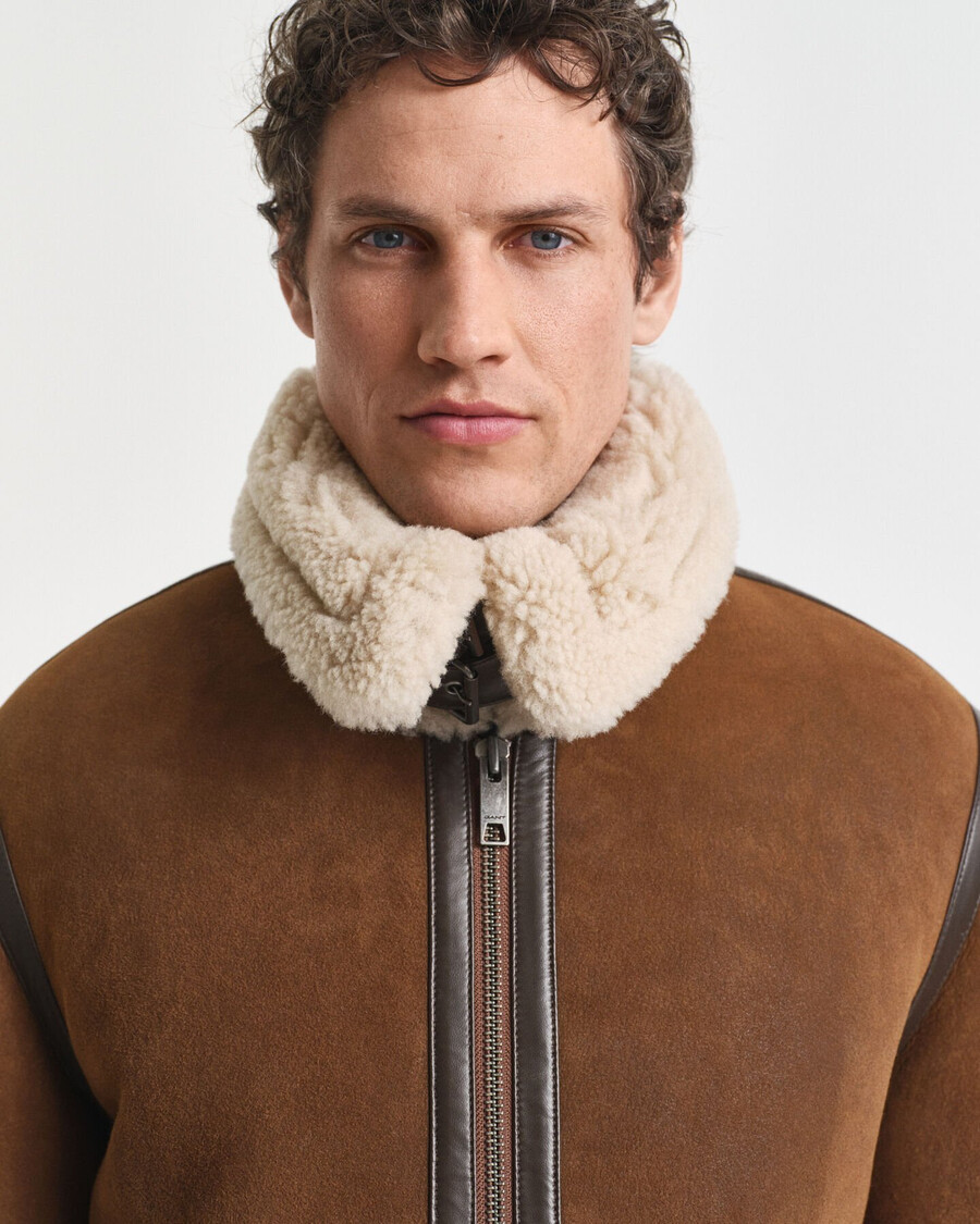 chaqueta de piel de oveja - marrón caoba