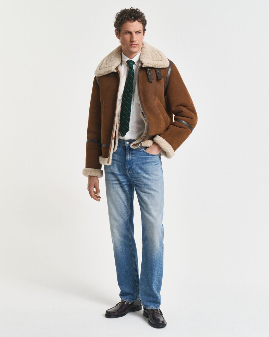 chaqueta de piel de oveja - marrón caoba