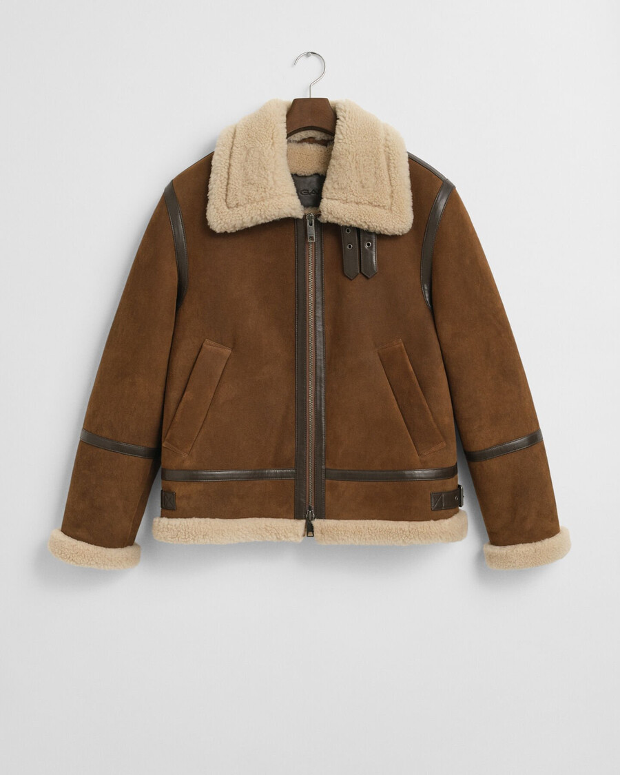 chaqueta de piel de oveja - marrón caoba