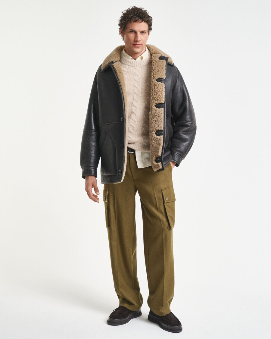 chaqueta de piel de oveja desgastada - marrón oscuro