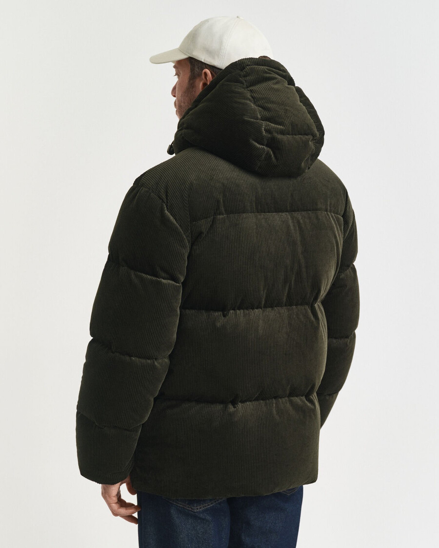chaqueta acolchada de pana - verde musgo oscuro