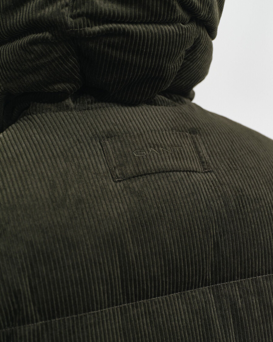 chaqueta acolchada de pana - verde musgo oscuro