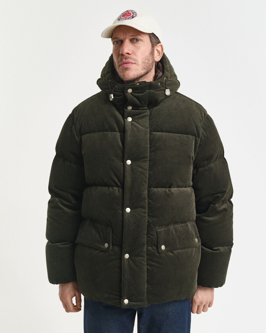 chaqueta acolchada de pana - verde musgo oscuro