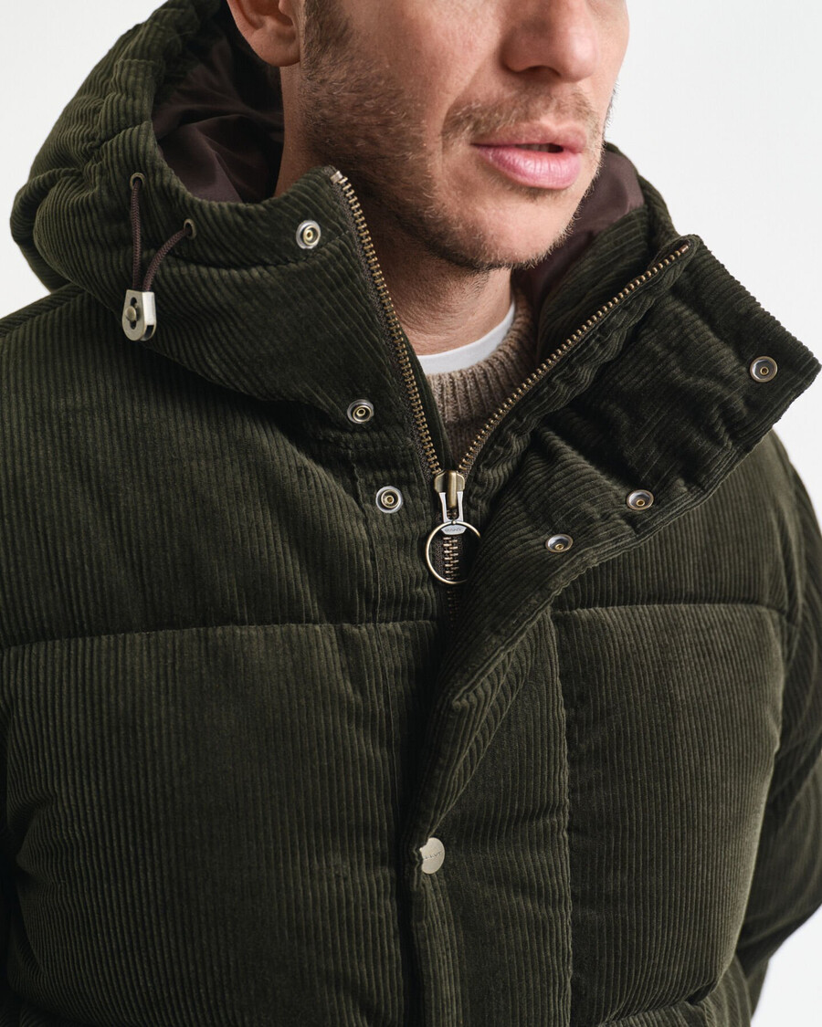 chaqueta acolchada de pana - verde musgo oscuro