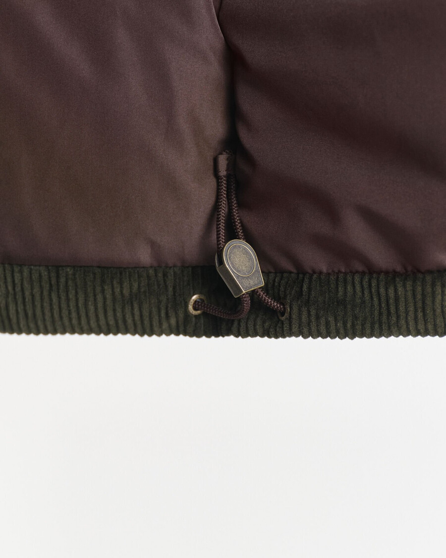 chaqueta acolchada de pana - verde musgo oscuro