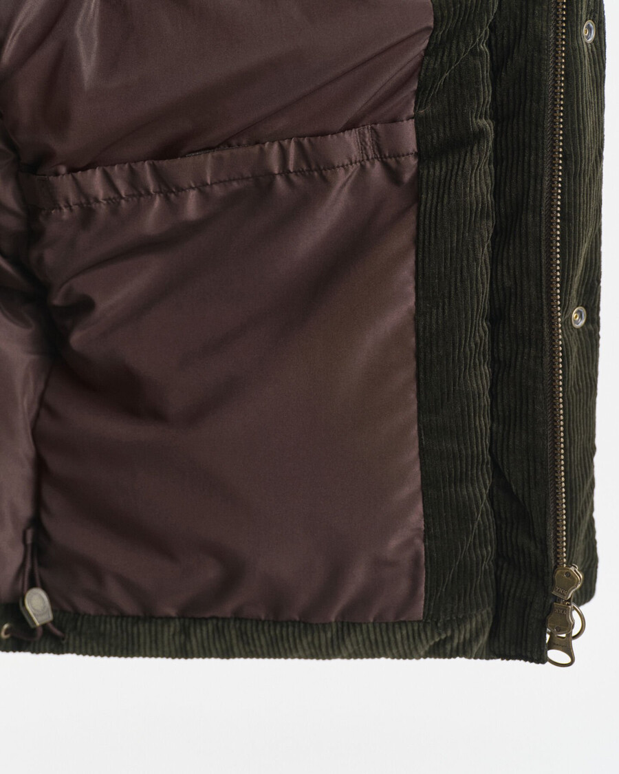 chaqueta acolchada de pana - verde musgo oscuro