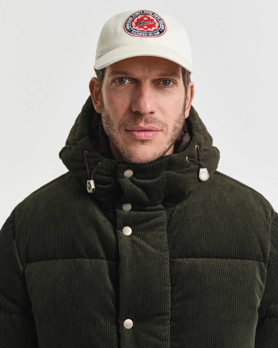 chaqueta acolchada de pana - verde musgo oscuro