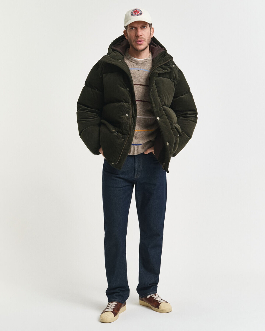 chaqueta acolchada de pana - verde musgo oscuro