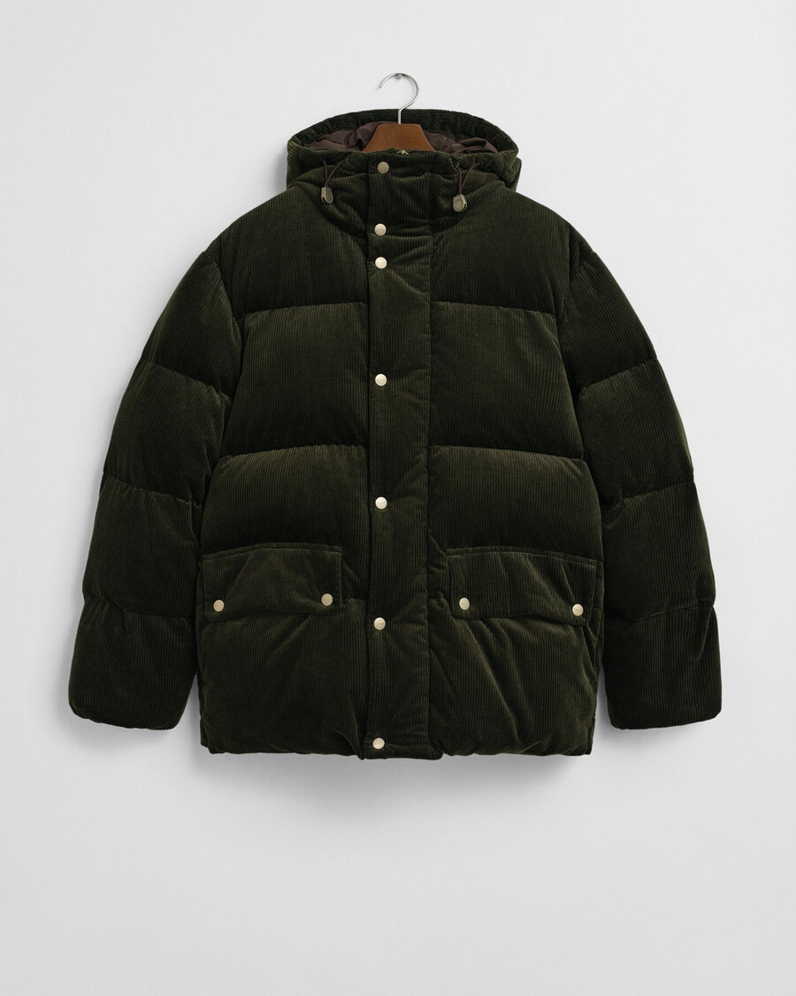chaqueta acolchada de pana - verde musgo oscuro
