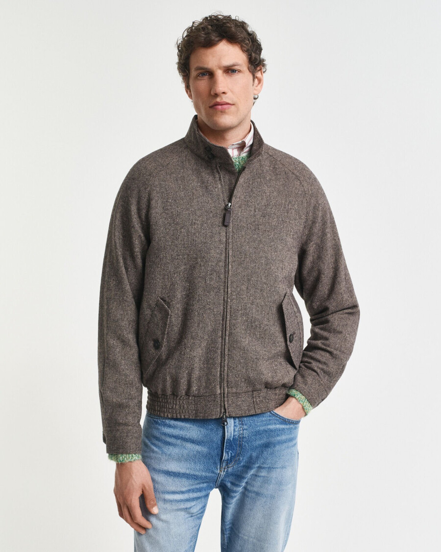 chaqueta harrington de mezcla de lana - caqui cálido