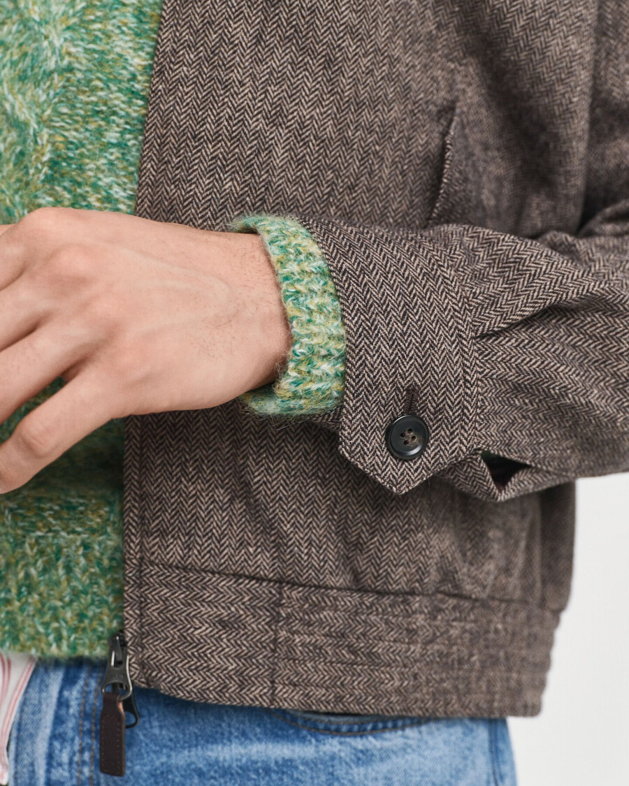 chaqueta harrington de mezcla de lana - caqui cálido