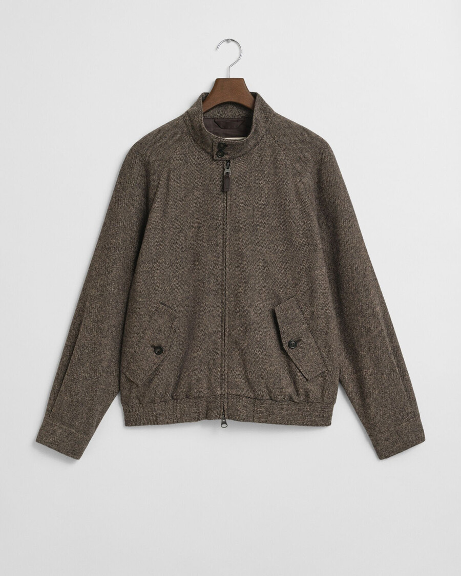 chaqueta harrington de mezcla de lana - caqui cálido