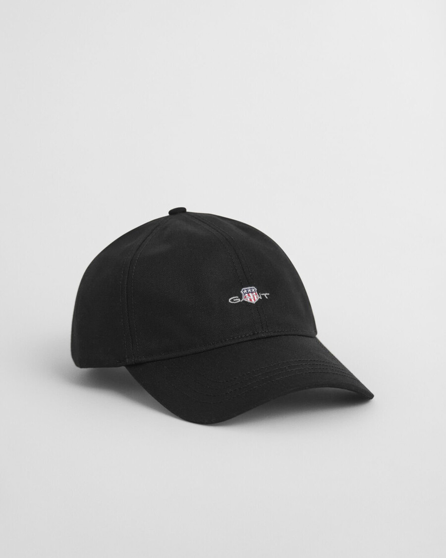 gorra de sarga de algodón shield - negra