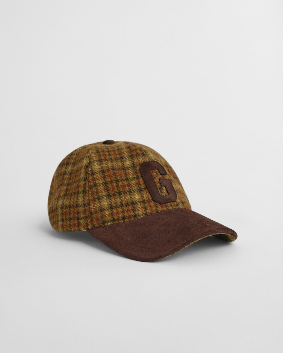 gorra de lana a cuadros - mantequilla de cacahuete