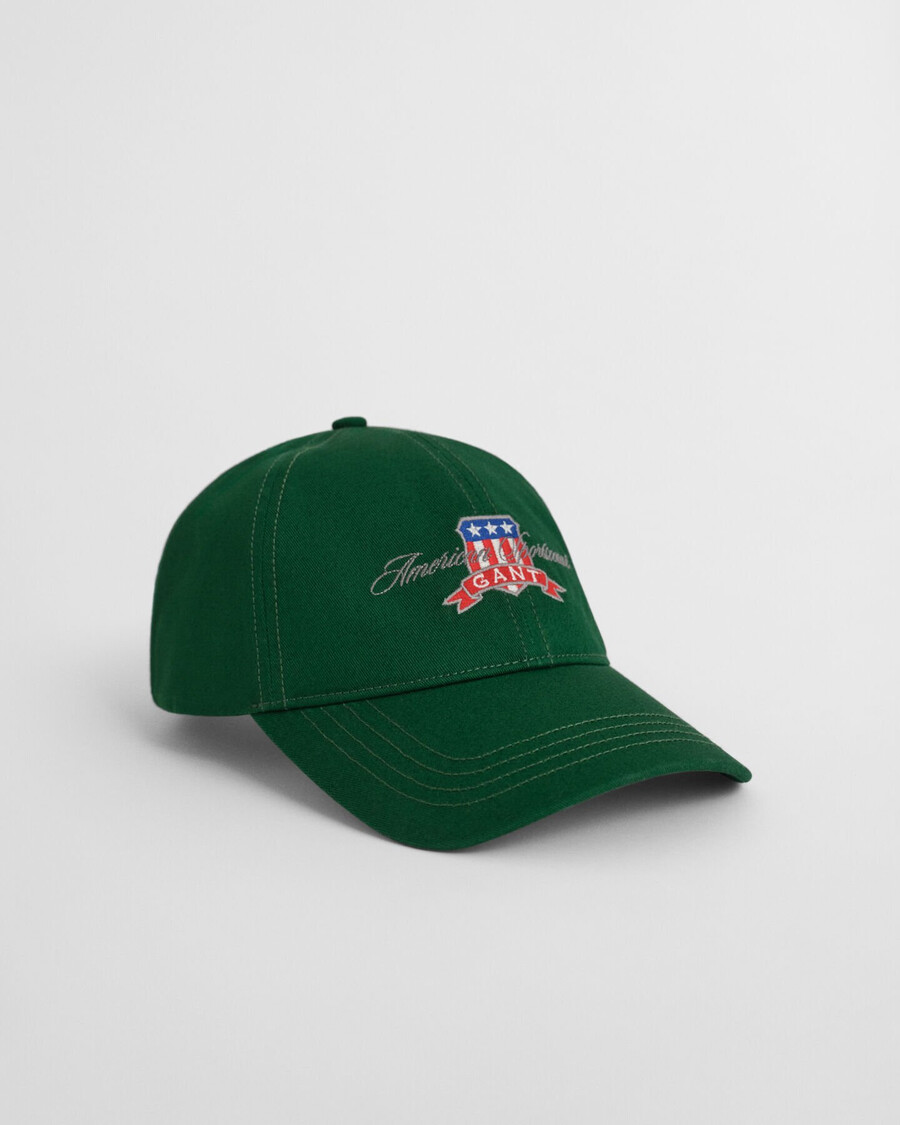 gorra de sarga de algodón con estampado gráfico - verde bosque