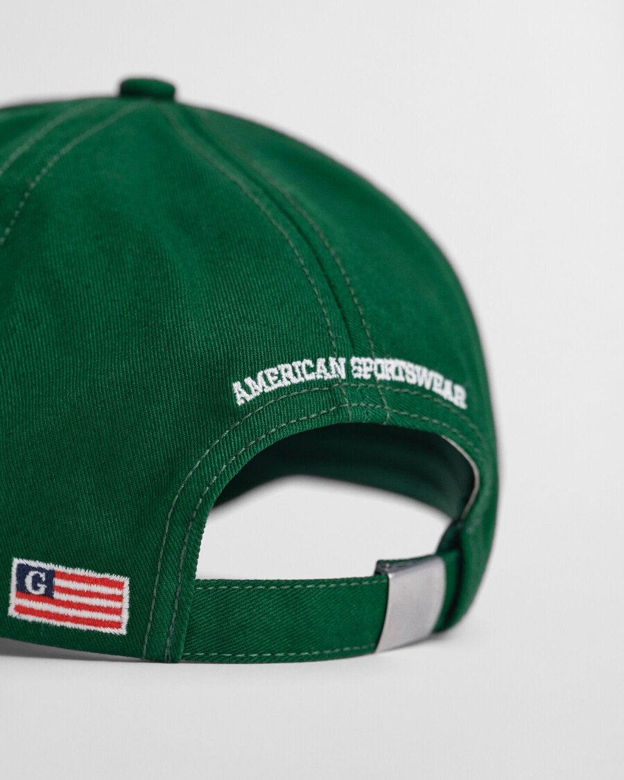gorra de sarga de algodón con estampado gráfico - verde bosque